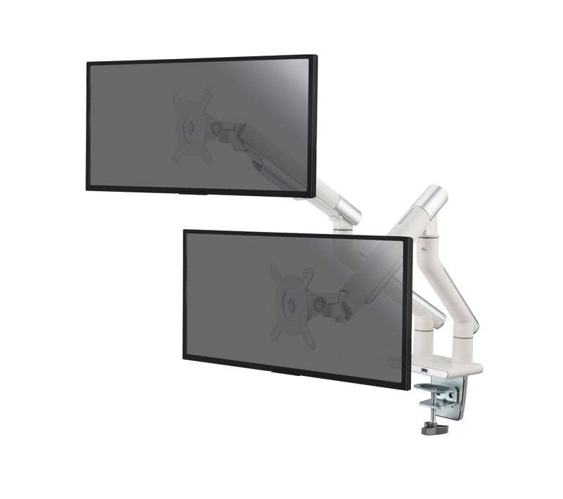 Support De Bureau Full Motion Pour 2 écrans PC 17"-32" Avec USB, Blanc