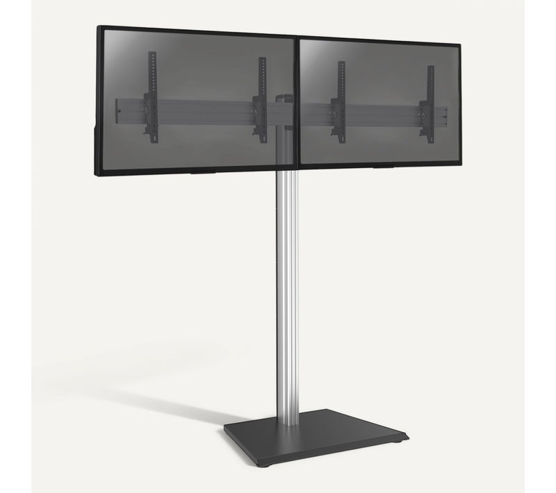 Support Sur Pied Pour 2 écrans TV 43'' - 49'' - Hauteur 175cm - A Poser - Inclinable