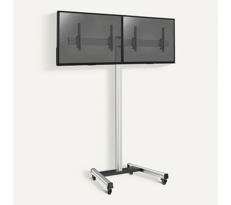 Support Sur Roulettes Pour 2 écrans TV 43'' - 49'' - Hauteur 240cm - Inclinable