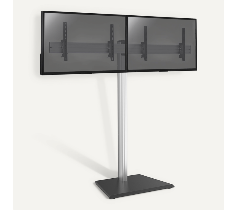 Support Sur Pied Pour 2 écrans TV 50'' - 55'' - Hauteur 175cm - A Poser - Inclinable
