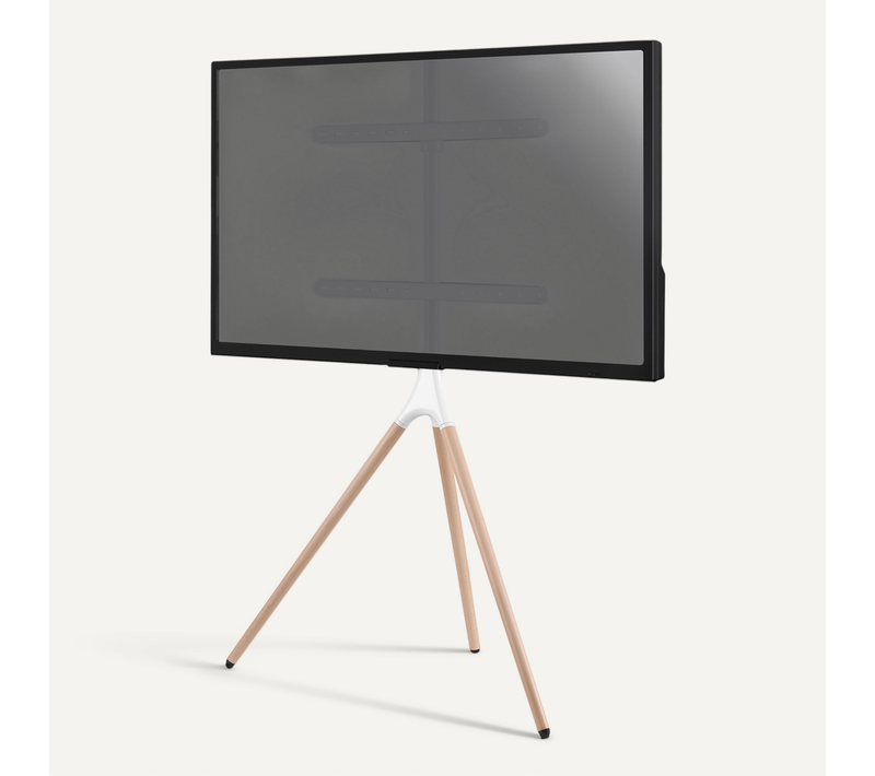 Support Chevalet Design Scandinave Pour TV 45''- 65'', Blanc/hêtre