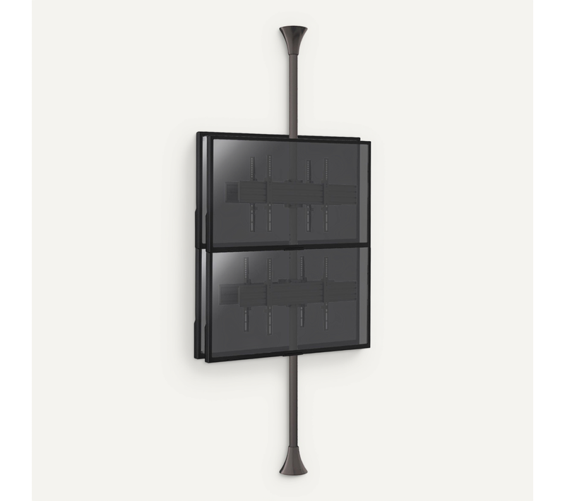 Support Sol-plafond Pour 4 écrans TV Back To Back 32'' - 75'' - Hauteur Max 240cm