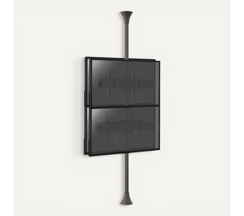 Support Sol-plafond Pour 4 écrans TV Back To Back 32'' - 75'' - Vesa Max 600x400 - Hauteur Max 240c