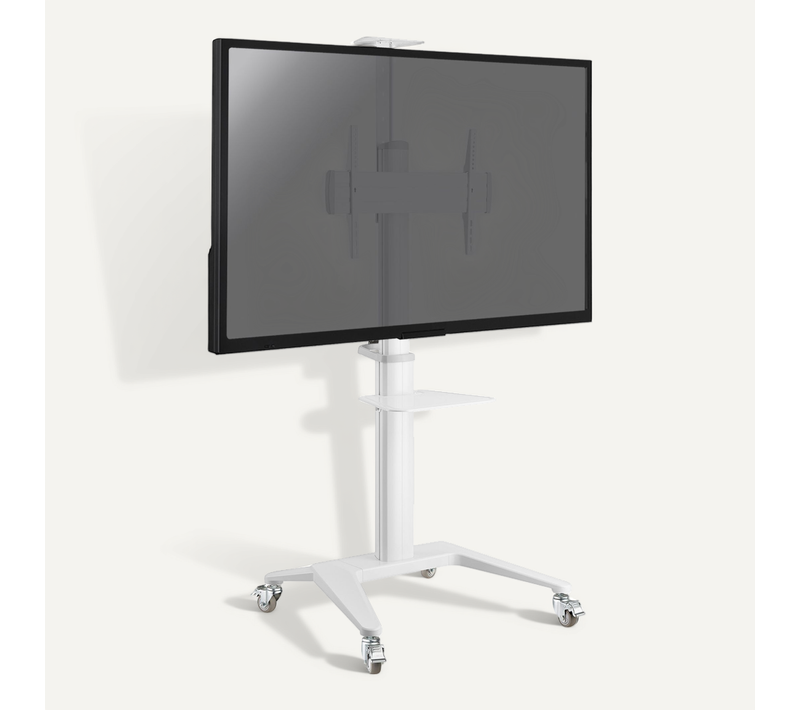 Support Mobile Pour écran Visioconférence 37''-70'' Hauteur 125-160cm Blanc