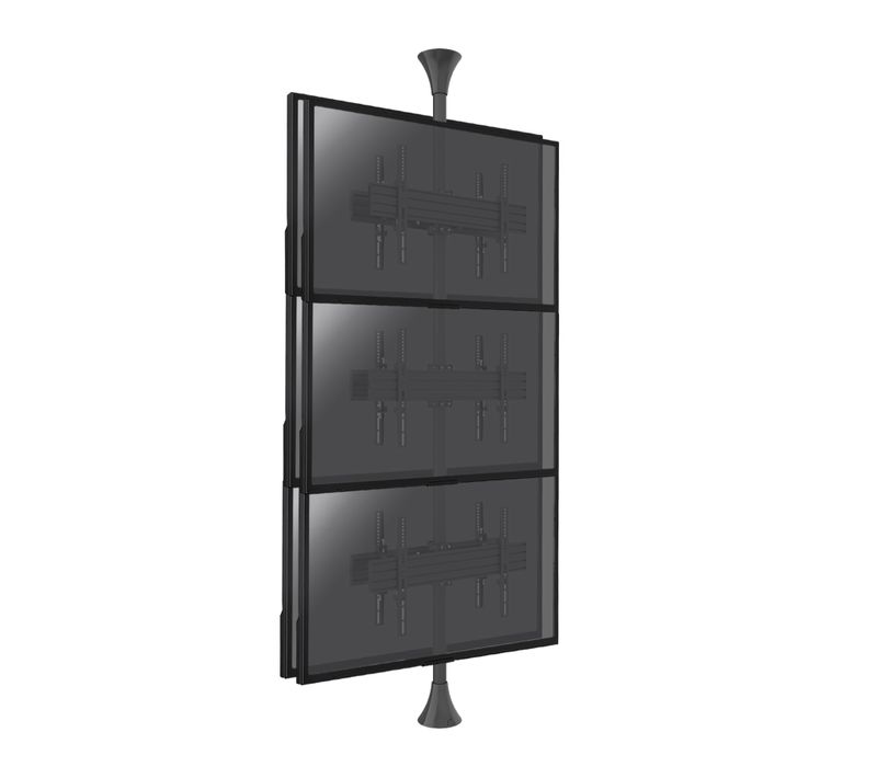 Support Sol-plafond Inclinable Pour 6 écrans TV  Back To Back 32'' - 75'' - Vesa Max 600x400