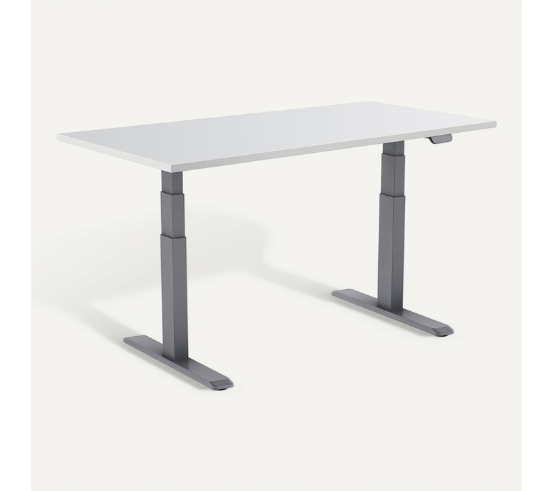 Bureau Motorisé Assis-debout 120x75cm, Plateau Blanc/pied Gris