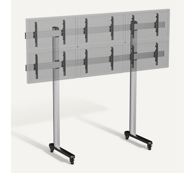 Support TV Sur Pieds - 6 écrans 50''- 55'' - Hauteur 240 Cm - A Roulettes