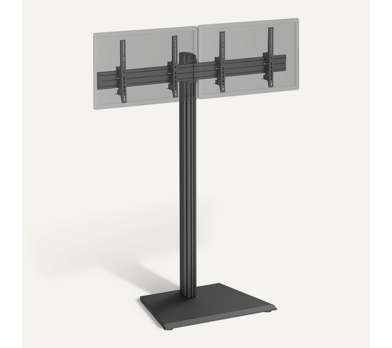 Support TV Sur Pied - 2 écrans 43'' - 49'' Hauteur 175cm À Poser, Inclinable Noir