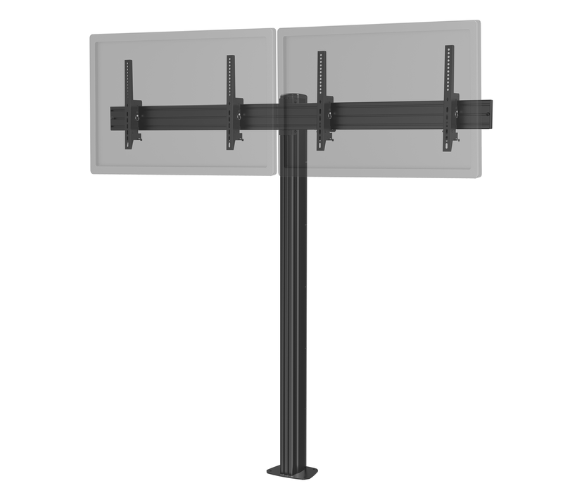 Support TV Sur Pied - 2 écrans 43'' - 49'' Hauteur 175cm À Visser, Inclinable Noir