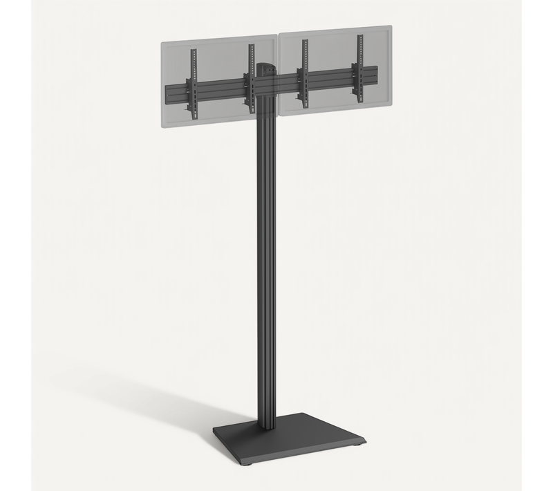Support TV Sur Pied - 2 écrans 43'' - 49'' Hauteur 240cm À Poser, Inclinable Noir