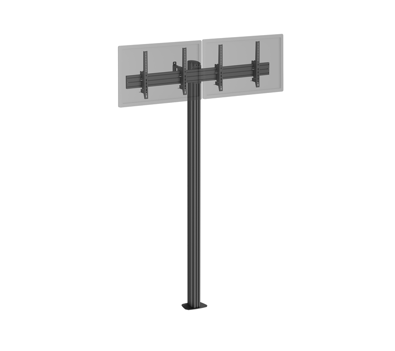 Support TV Sur Pied - 2 écrans 43'' - 49'' Hauteur 240cm À Visser, Inclinable Noir