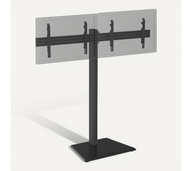 Support TV Sur Pied - 2 écrans 50'' - 55'' Hauteur 175cm À Poser Noir