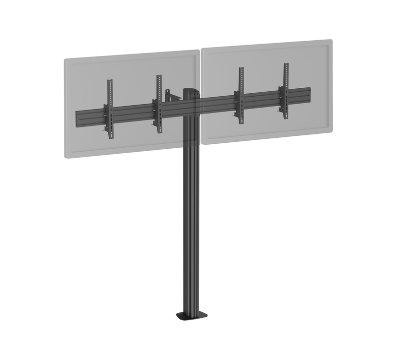 Support TV Sur Pied - 2 écrans 50'' - 55'' Hauteur 175cm À Visser, Inclinable Noir