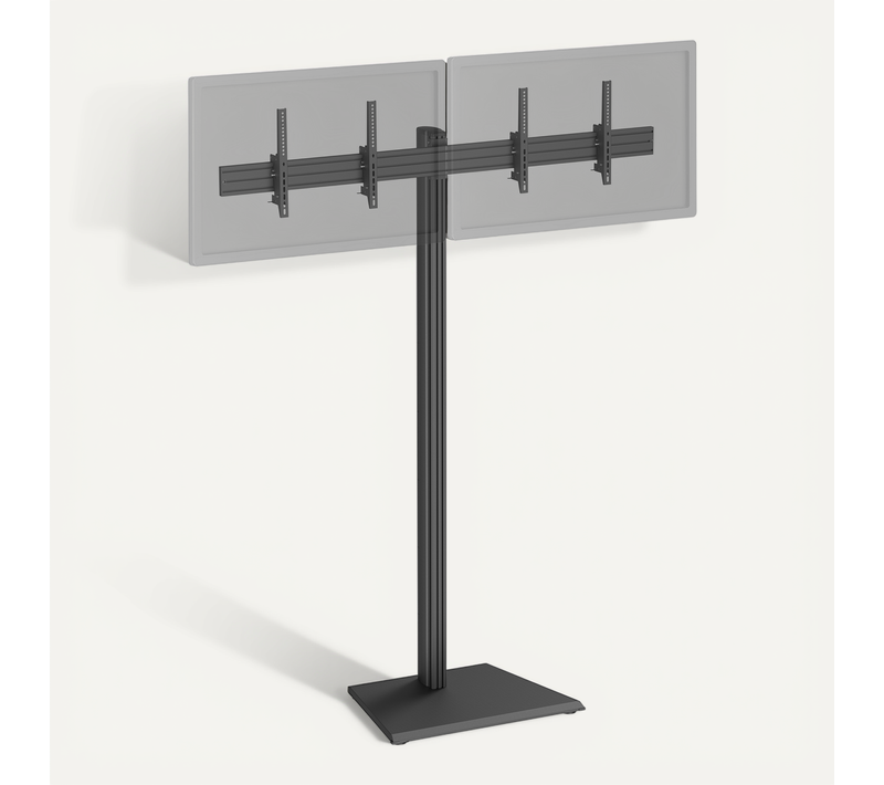 Support TV Sur Pied - 2 écrans 50'' - 55'' Hauteur 240cm À Poser, Inclinable Noir