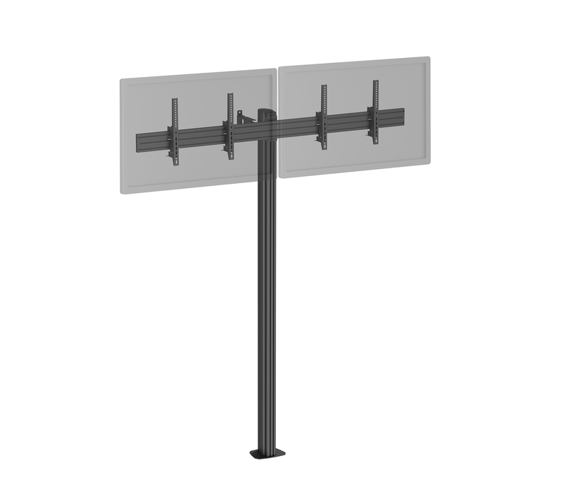 Support TV Sur Pied - 2 écrans 50'' - 55'' Hauteur 240cm À Visser, Inclinable Noir