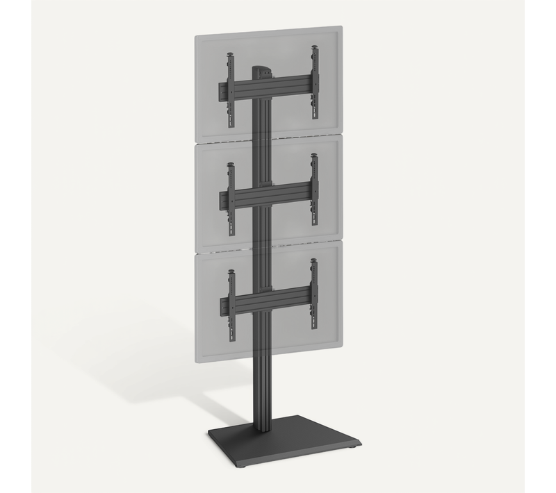 Support TV Sur Pied 3 écrans 40''-65'' Hauteur 240cm À Poser Noir