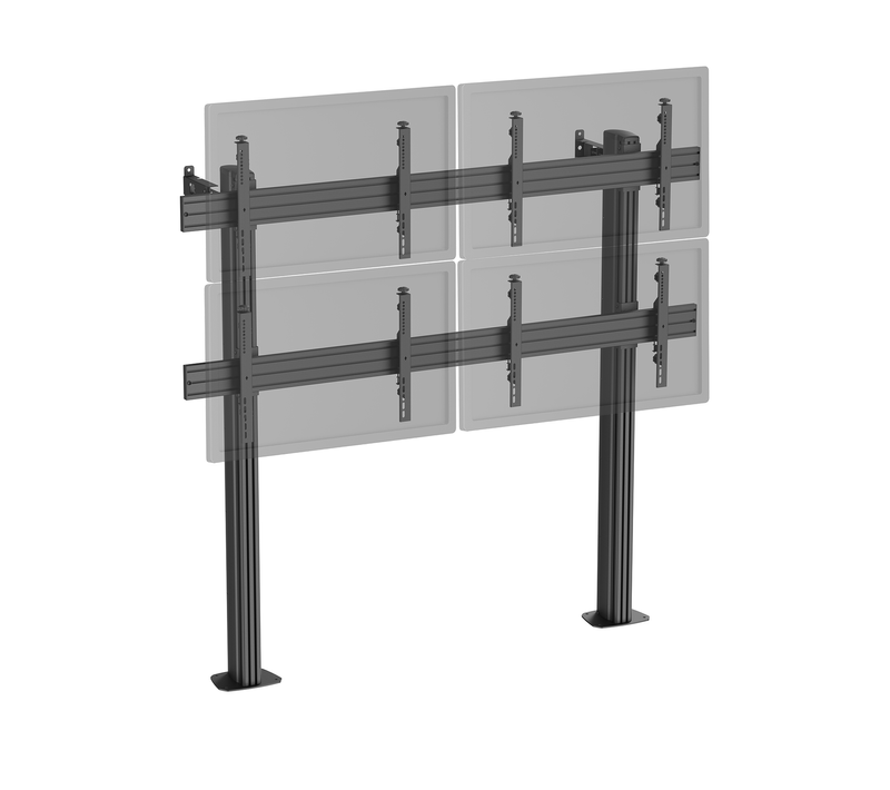 Support TV Sur Pieds - Mur D'images 4 écrans 45''- 55'' Hauteur 175cm À Visser Noir