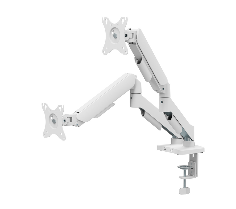 Support écran PC À Ressort Mécanique 2 écrans PC 17"-32", Blanc