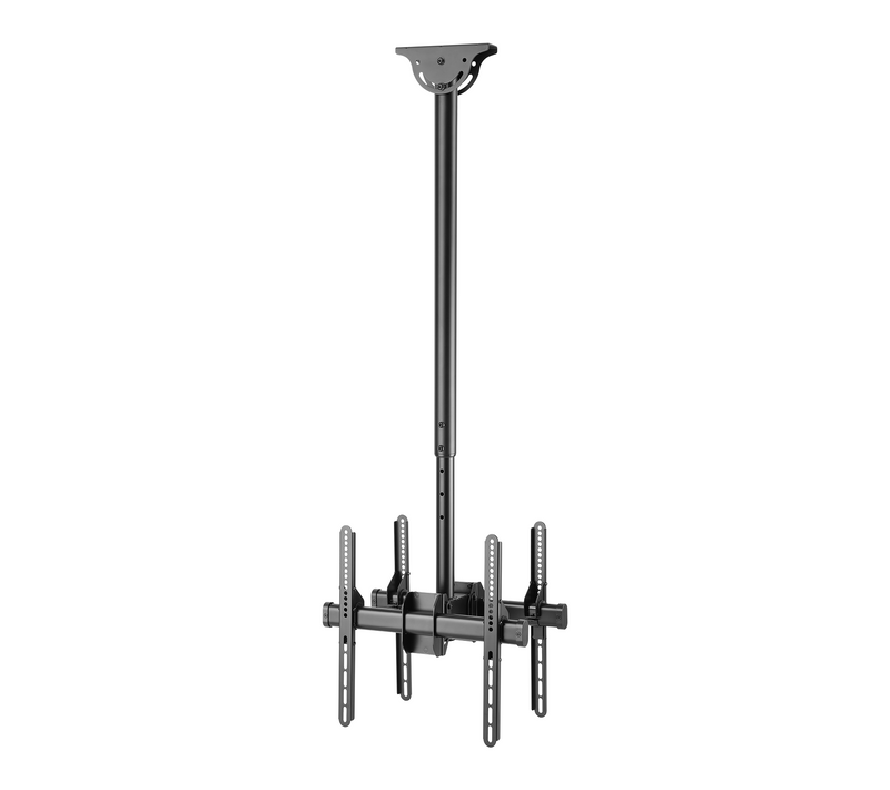 Support Plafond Pour 2 écrans TV 32"-75", Hauteur 106-156cm, Inclinable