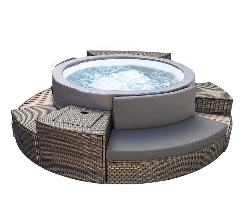 Spa Portable Semi-rigide Vita Premium Rond Bulles 4-6 Places + Mobilier