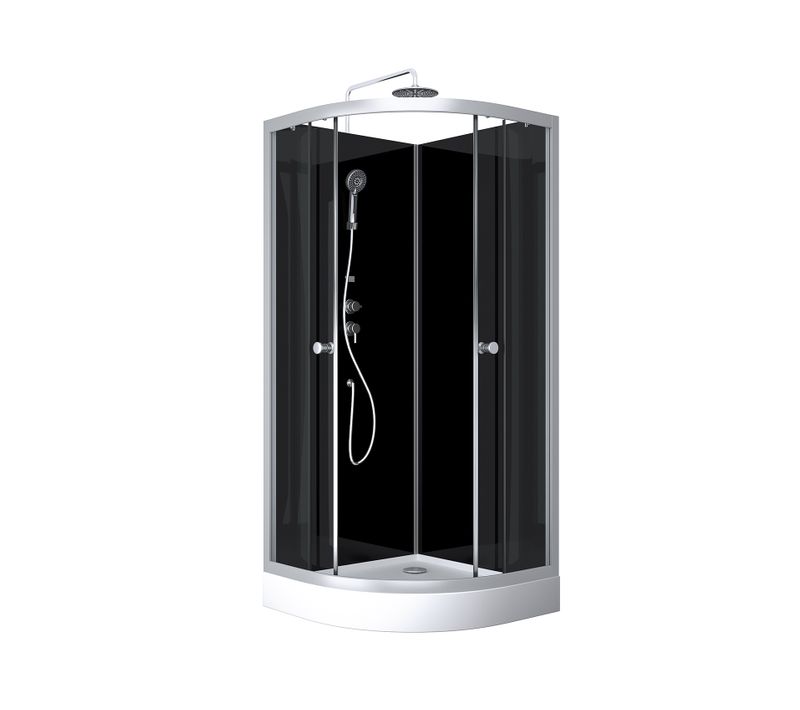 Cabine De Douche 1/4 De Cercle Minimaliste Design Contemporain - 230x90x90 Cm - Noir