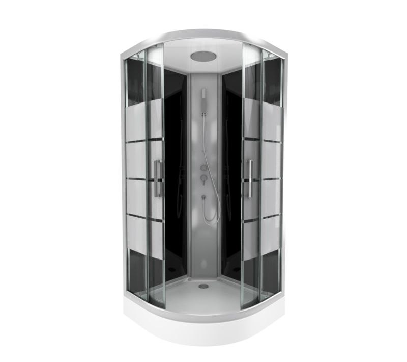 Cabine De Douche 1/4 De Cercle Avec Portes Coulissantes - 90x90x230 Cm - Blanc