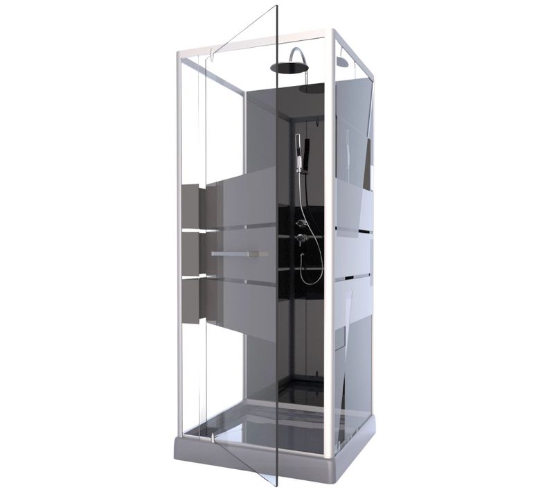 Cabine De Douche Study 90 - 90x90x205 Cm - Gris Clair
