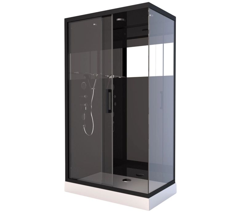 Cabine De Douche Black Mirror 2 Rectangle - 110x80x220 Cm - Noir