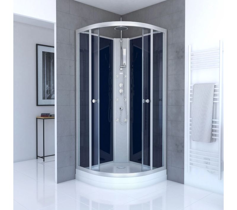 Cabine De Douche Avec Système D'hydromassage - 85x85x225 Cm - Bleu Foncé