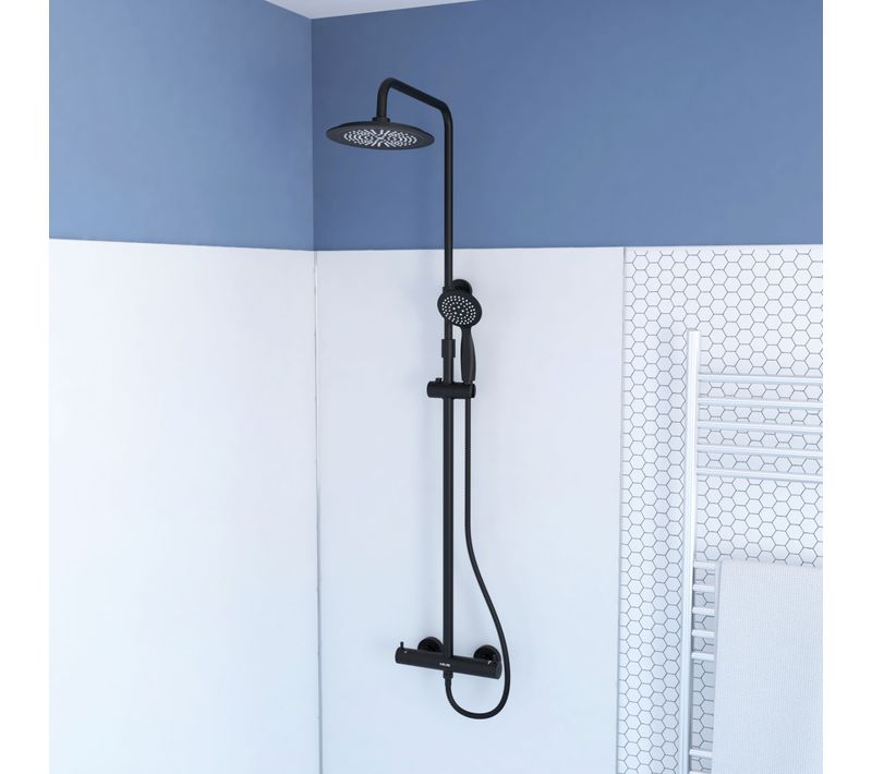 Colonne De Douche Thermostatique Noire - 133x28x52 Cm - Noir