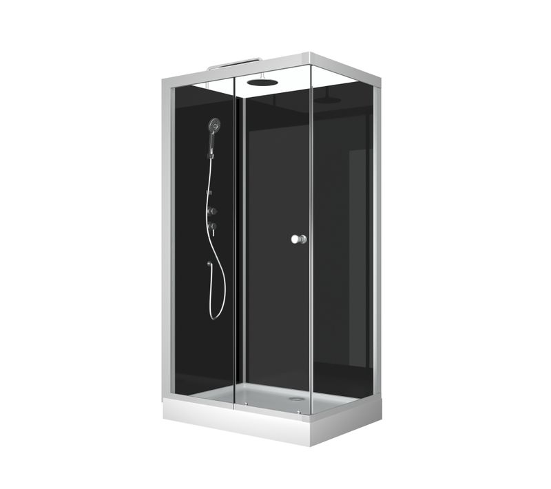 Cabine De Douche Rectangulaire Minimaliste Style Contemporain - 110x230x80 Cm - Noir