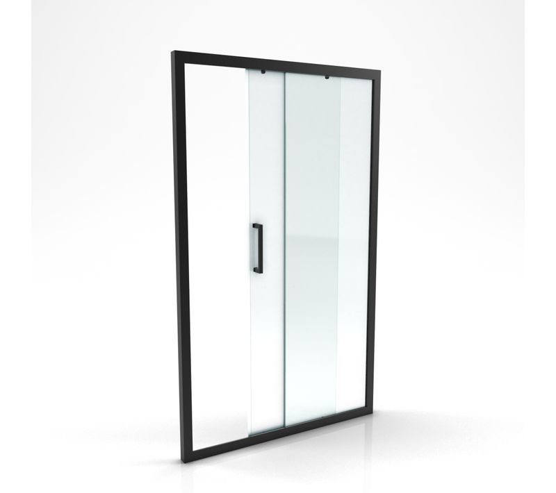 Porte De Douche Coulissante 120x200 Cm - Verre Transparent - Profilé Noir - Crush