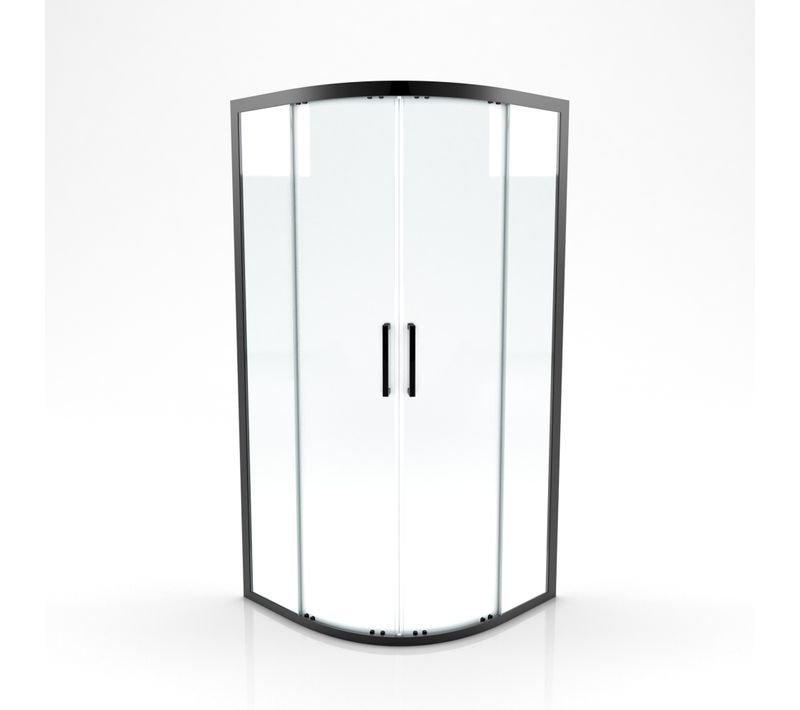 Paroi Porte De Douche Quart De Cercle 90x90x200cm - Profile Noir Mat - Verre Trempé 6mm