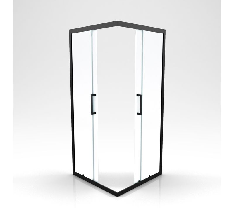 Paroi Porte De Douche Carrée - 90x90x200 Cm - Profile Noir Mat - Verre Trempé 6mm
