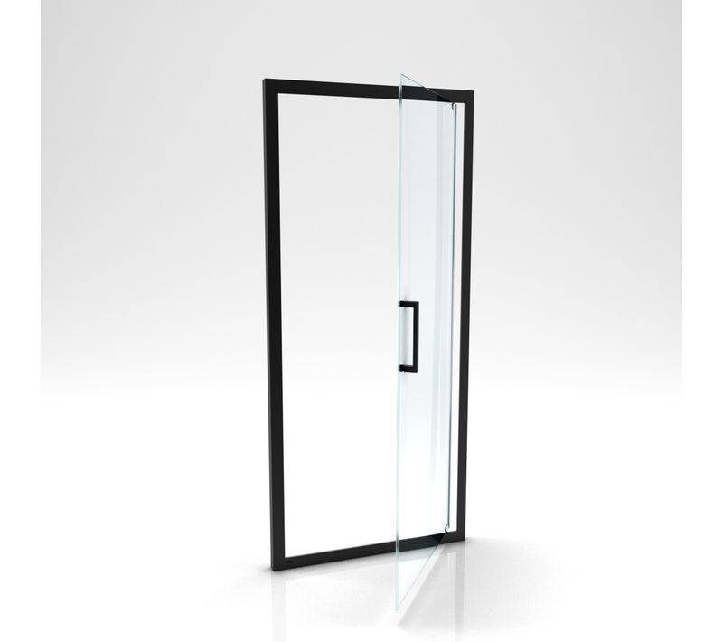Porte De Douche Pivotante - 80x200 Cm - Profilés Noir Mat - Verre Trempé 6 Mm - Crush Pivotante