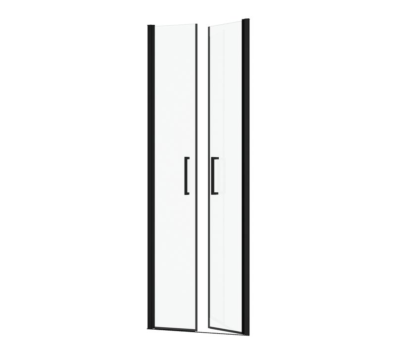 Paroi Porte De Douche A Double Portes Pivotantes 70x200 Cm - Profile Noir Mat - Verre 6mm