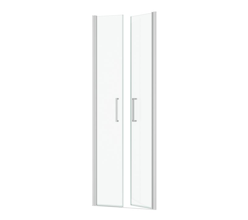 Porte De Douche Double Battant 70x200cm - Verre Trempé Transparent 6mm - Profil Chromé