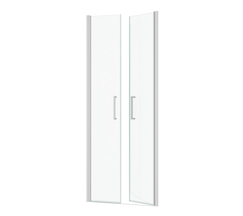Porte De Douche Double Battant 80x200cm - Verre Trempé Transparent 6mm - Profil Chromé