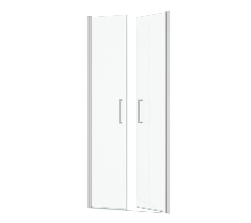 Porte De Douche Double Battant 90x200cm - Verre Trempé Transparent 6mm - Profil Chromé