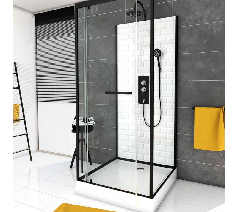 Cabine De Douche Ambiance Métro - 90x90x230 Cm - Noir