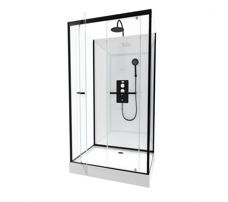 Cabine De Douche Style Indus - 80x110x230 Cm - Noir