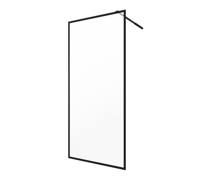 Paroi De Douche 90x200 Cm - Cadre Et Bras Aluminium Noir Mat - Dark Contouring