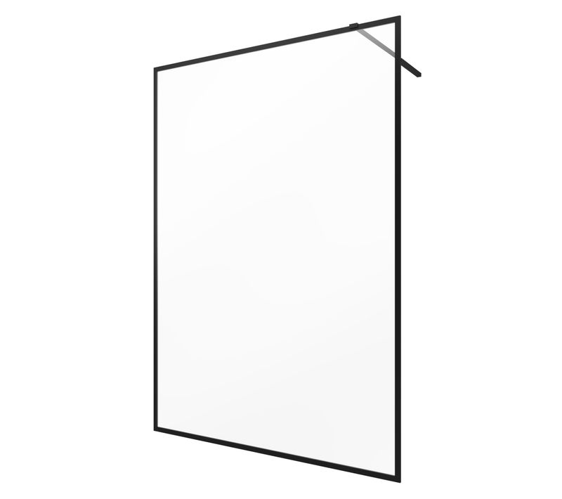 Paroi De Douche 140x200 Cm - Cadre Et Bras Aluminium Noir Mat - Dark Contouring