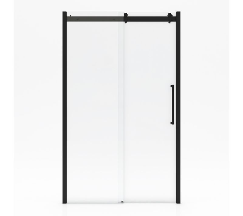 Paroi Porte De Douche Type Industriel Coulissante Noir Mat - 120x200cm - Verre Trempe 8mm
