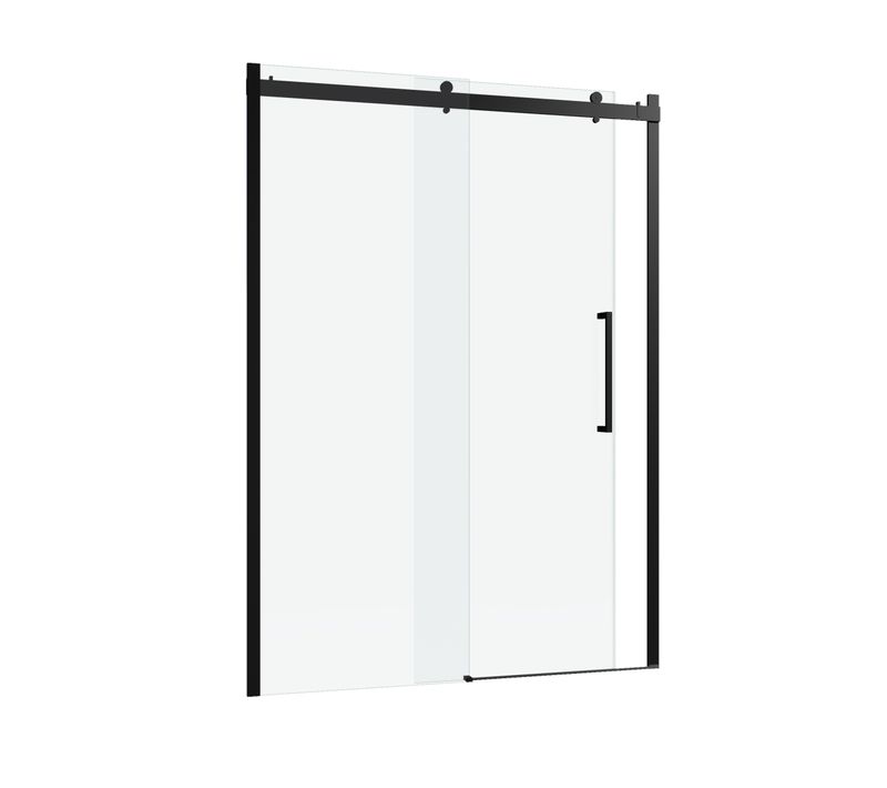 Paroi Porte De Douche 140x200cm Type Industriel Coulissante Noir Mat - Verre Trempe 8mm