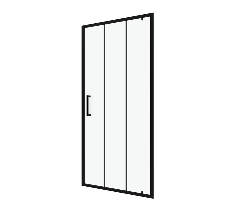 Paroi Porte De Douche Pivotante Type Industriel - 90x200cm - Profile Noir Mat - Verre 6mm