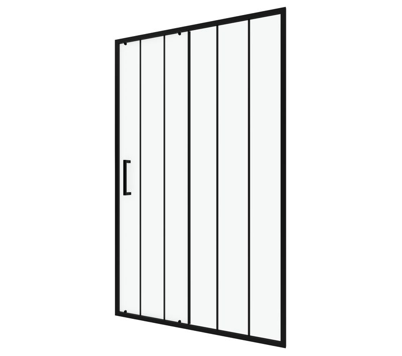 Paroi De Douche 1 Porte Coulissante 120x200 Cm - Verre Sérigraphié - Profilé Noir - Crushx