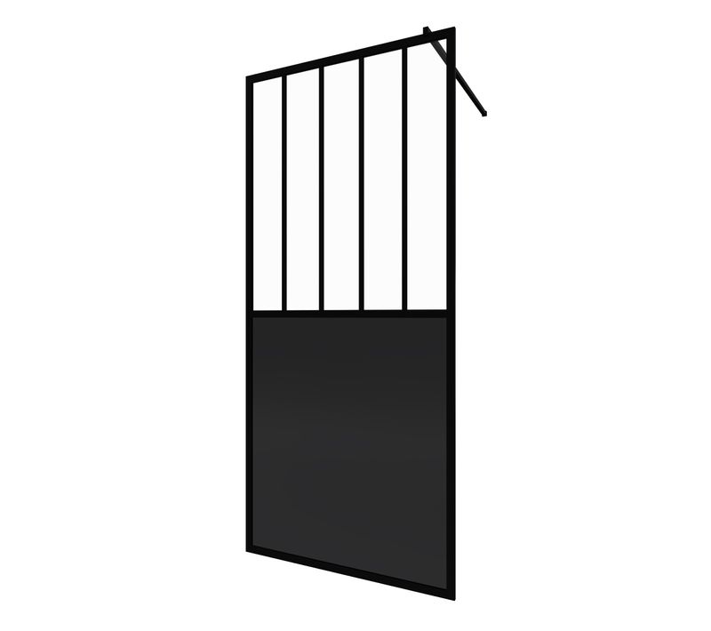 Paroi De Douche à L'italienne - 100x200 Cm Verre Transparent 5mm + Barre De Maintien Noir