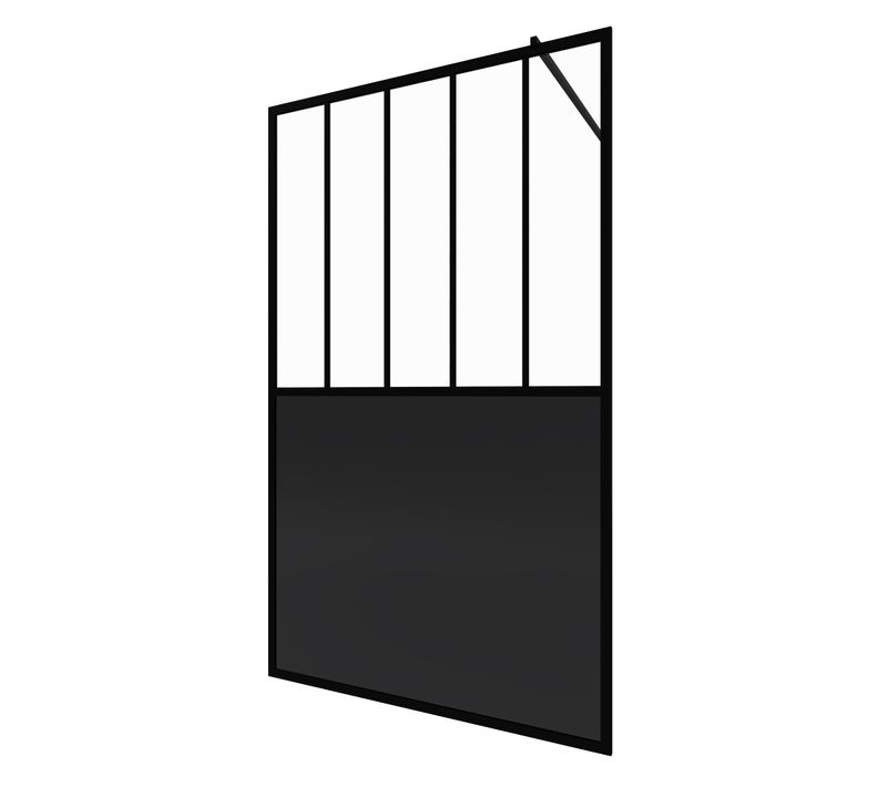 Paroi De Douche 120x200 Cm Type Verriere - Verre Trempe Et Structure Aluminium Noir Mat