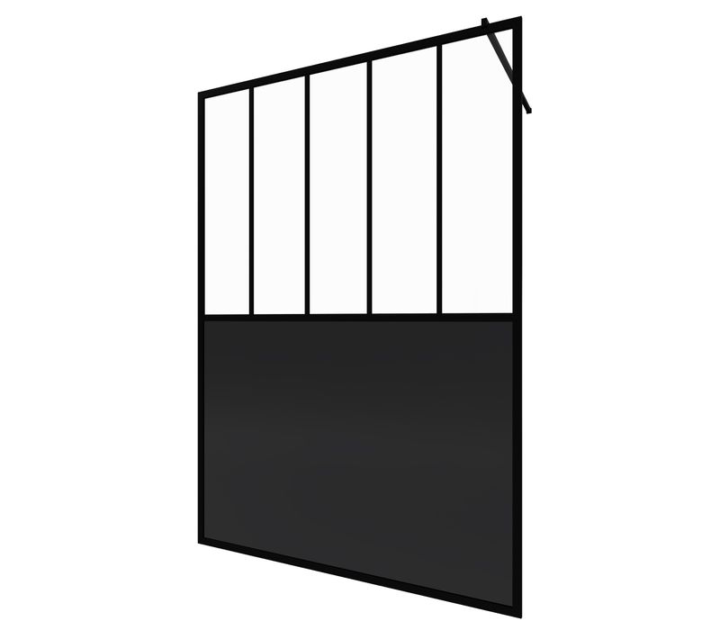 Paroi De Douche 140x200 Cm Type Verriere - Verre Trempe Et Structure Aluminium Noir Mat